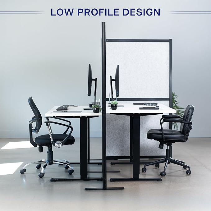 VIVO L-Shape Modular Corner Wall System, 3 Panels, Modern Professional Office Cubicle Dividers, Freestanding Privacy Screen, 66 inches High, Light Gray, Black Frame, PP-MWS63B-L