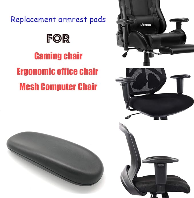 Universal Office Chair Arm Rest Replacement Pads -Ergonomic Arm Pads with 4" Mounting Hole Distance, Soft PU Surface & Durable Steel Inserts – Fits Most Office & Gaming Chairs (Set of 2)