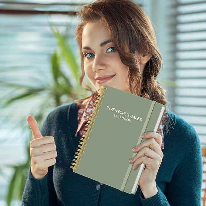 Inventory & Sales Log Book for Small Business – Inventory Ledger Book, Inventory Notebook, Order Tracker for Purchases, Sales & Reorders, 5.8" x 8.5", Green