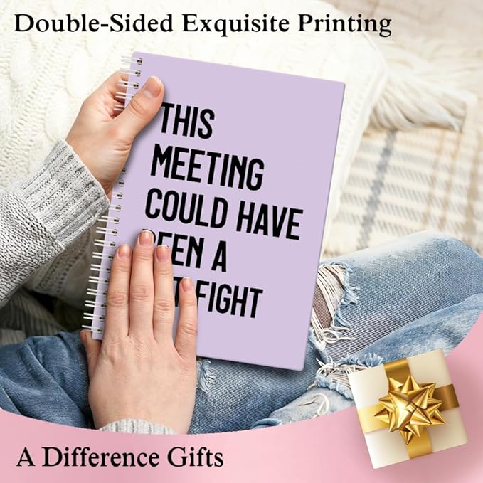 XQLZY This Meeting Could Have Been A Fist Fight Purple Spiral Notebook, Funny Corporate Humor Notepad, Office Sarcastic Humor Gifts for Men Women Coworker BFF Friend, Coworker Christmas Gifts
