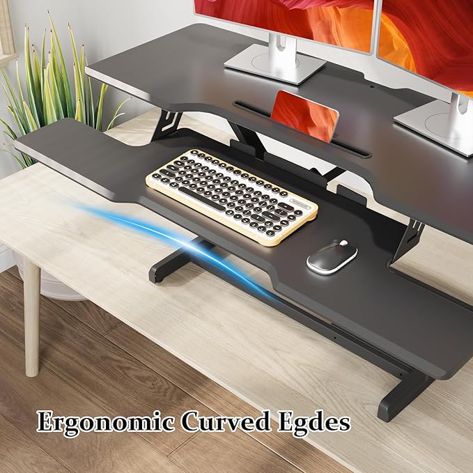 JYLH JOYSEEKER 42 inch Standing Desk Converter, Height Adjustable Desktop Standing Desk with Keyboard Tray for Two Monitors, Sit to Stand up Desk Riser Computer Workstation for Home Office, Black