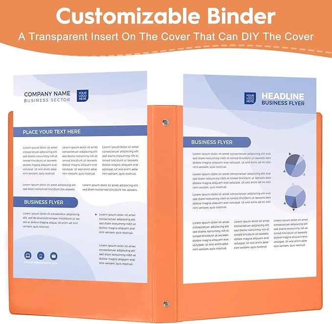 CIXILDTS 6-Pack 1-Inch Round Ring Binder, Standard 3 Ring Binder Fit Letter Size Paper, Presentation View Binders, Orange