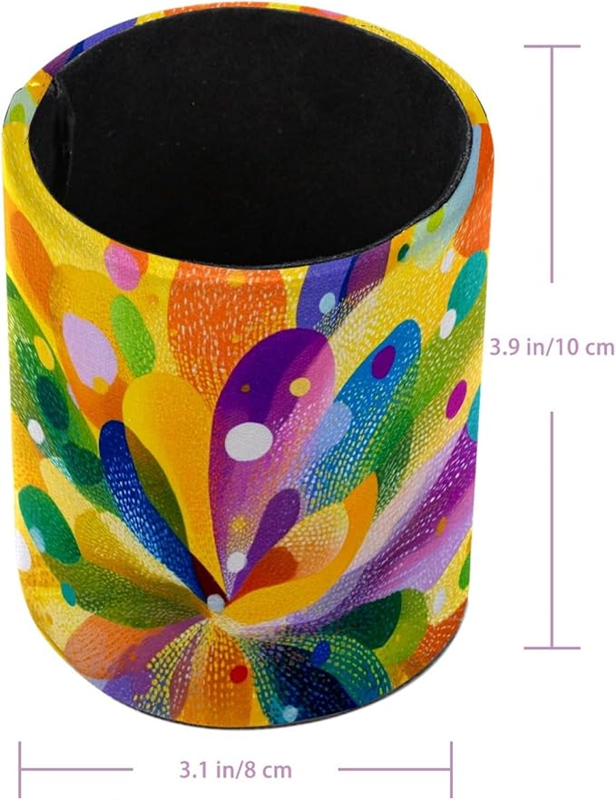Leather Pen Holder for Desk Colorful Spot Pencil Cup Desktop Organizer Makeup Brush Holders Office Supplies for Home, Kids & School