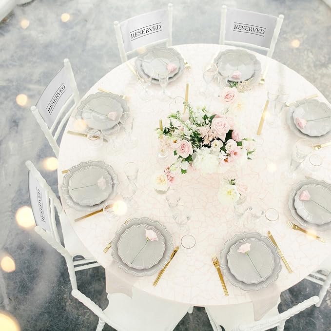 Buryeah 12 Pcs Reserved Seating Signs for Chairs Church Pew Reserved Chair Signs Placeholder with Printed Words for Weddings Parties Celebrations Receptions Church or Event (Light Gray)