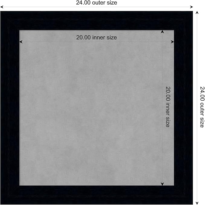Amanti Art Black Framed Magnetic Board 24x24 Medium Vision Board for use with Magnets, 100% Metal Sheet to Display Items as Office Decor or for Home Organization in mudroom, Kitchen or Kids Room