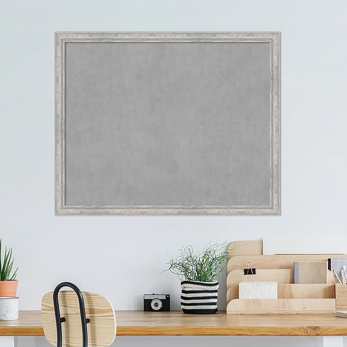 Amanti Art Silver Framed Magnetic Board 35x43 X-Large Vision Board for use with Magnets, 100% Metal Sheet to Display Items as Office Decor or for Home Organization in mudroom, Kitchen or Kids Room