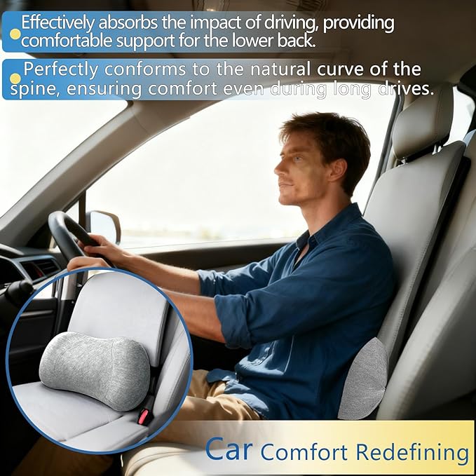 RaoRanDang Lumbar Support Pillow, Back Support for Office Chair Car Ergonomic Memory Foam Lumbar Support Pillow Fatigue Relief, Comfort and Support Your Back