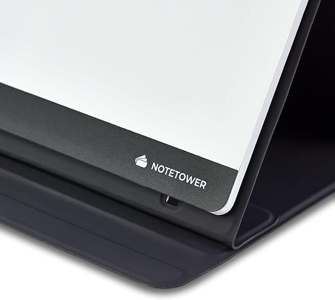 Note Tower LED Color Changing Desktop Whiteboard with Premium PU Leather Stand | Mood Enhancing & Productivity Boosting Dry Erase Light Up Board for Desk | Office, Home, School | Remote & App Control