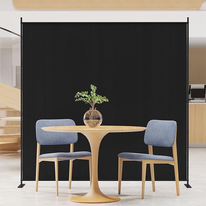 C-Hopetree 1 Panel Room Divider, 6 Ft Tall Indoor Folding Privacy Screen, Portable Partition Separator, Freestanding Separation Temporary Wall for Office, Bedroom, 71" W X 71" H, Black