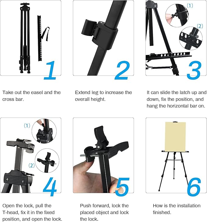 RRFTOK Artist Easel Stand,Metal Tripod Adjustable Easel for Painting Canvases Height from 21" to 66" with Reinforced Triangle,Carry Bag for Table-Top/Floor Drawing and Didplaying(3pack).