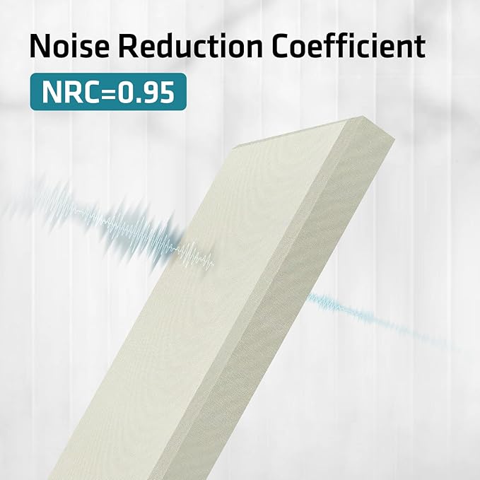 2 Pack 2" Thick Acoustic Panels, 47.24" X 11.81" Fiberglass Wall Panel, Acoustic Panels Sound Absorbing for Office, Studio, Home Theatre - Beige
