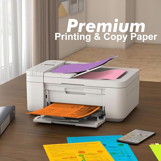 Colored Copy&Print Paper 8.5X11 Inches,180 Sheets 9 Colors Rainbow A4 Printer Paper 20 lb/90GSM Colored Origami Paper for Cutting DIY Kids Art Craft