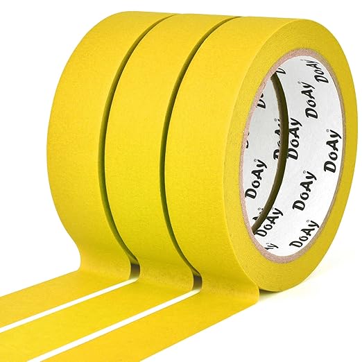 DOAY 3 Pack Yellow Painters Tape - Masking Tape 1 Inch Wide - Multi-Surface, Smart Adhesion, Indoor & Outdoor - 270FT Total - Paint Tape for DIY, Labeling, Art, Car, General Purpose (#3910)
