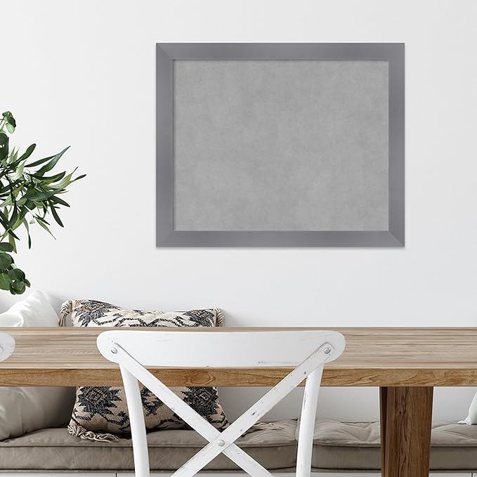Amanti Art Grey Framed Magnetic Board 18x22 Small Vision Board for use with Magnets, 100% Metal Sheet to Display Items as Office Decor or for Home Organization in mudroom, Kitchen or Kids Room