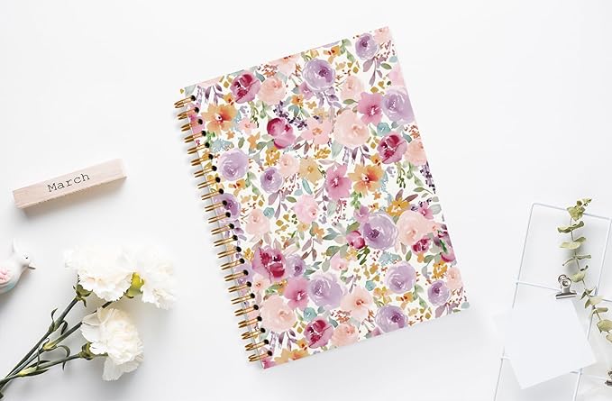 JWVK Vintage Spring Flowers Spiral Notebook 5.5x8.3,Retro Floral Cottagecore Notebook Journal for Work Office School Student Teacher,Gift for Flower Lovers