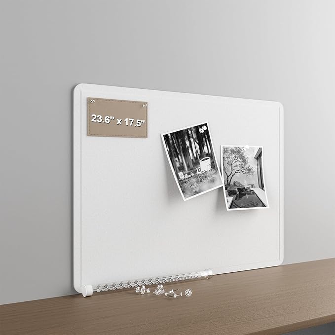 Large Felt Bulletin Board for Wall, 24"x18" Frameless Picture Board, Soft Felt Cork Board for Office, Home Planning & Office Wall Decor, Easy Install Pin Board