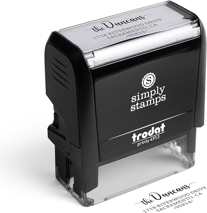 The Duncans Personalized Self-Inking Address Stamp | Envelope Return Address Stamp for Couples and Families | Custom Rubber Address Stamp (Large)