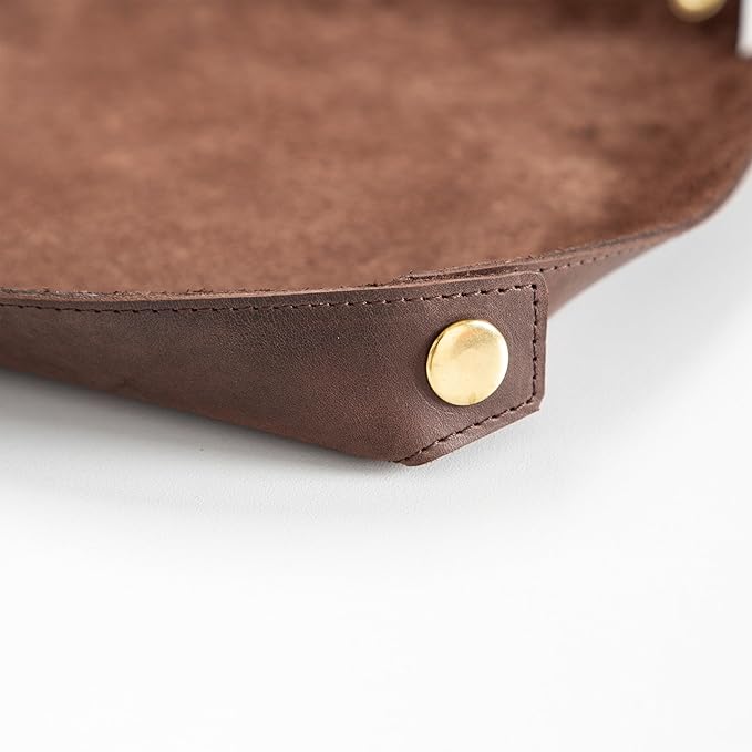 Node Leather - Genuine Leather Desk Mat (32" x 16"), Desk Organizer & Cup Coaster - Leather Office Set - Premium Handmade Office Accessories for Elegant Workspace - Dark Brown