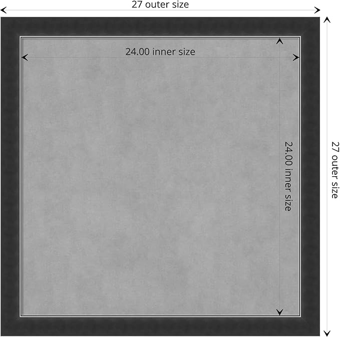 Amanti Art Black Framed Magnetic Board 27x27 Medium Vision Board for use with Magnets, 100% Metal Sheet to Display Items as Office Decor or for Home Organization in mudroom, Kitchen or Kids Room