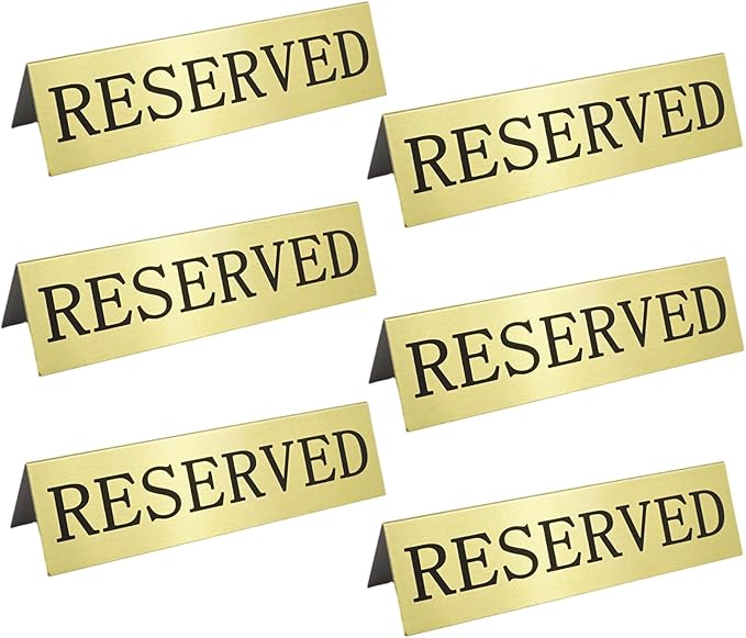 6PCS Reserved Table Signs Set,Reserved Seating Signs for Weddings and Important Events, Table Card Holders,Suitable for Reserving Seating in Restaurant Tables