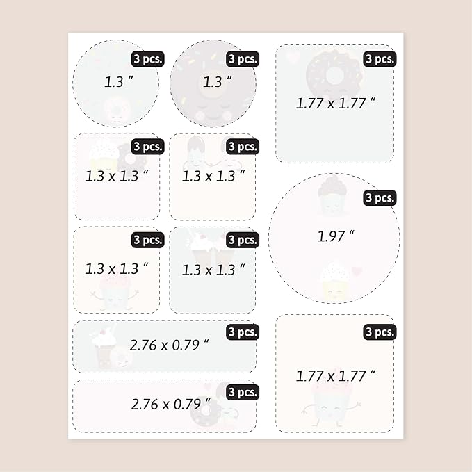 Large Name Labels for Kids (33) - Custom Stickers for Daycare and School Supplies - Durable, Waterproof Stickers for Water Bottles, Lunch Boxes, and More with Unique Designs - Sweets