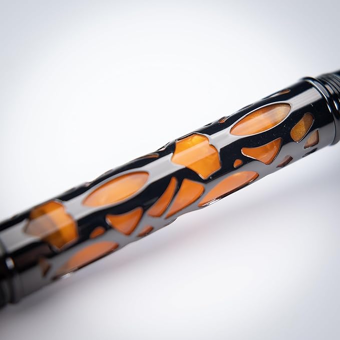Conklin Endura Deco Crest Fountain Pen in Orange with Rose Gold Accents – Extra Fine Nib, Refillable Luxury Writing Instrument