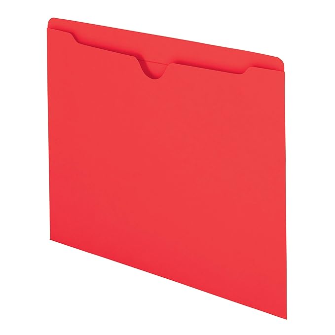 Smead File Jacket, Reinforced Straight-Cut Tab, Flat-No Expansion, Letter Size, Red, 100 per Box (75509)