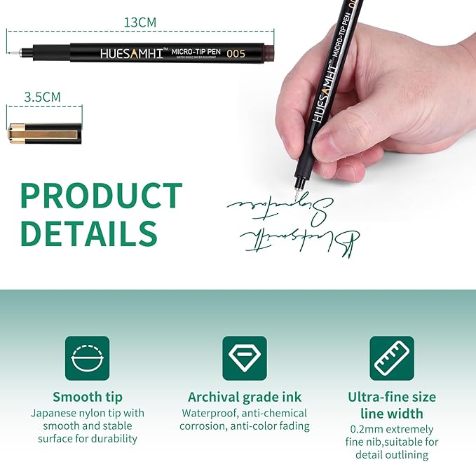 huesamhi 005 Micro Pen 23 Colors and 3 Black 0.20mm Fine Tip Waterproof Ink FineLiner Pens for Art Illustration Sketching, Anime Bullet Journal and Technical Drawing