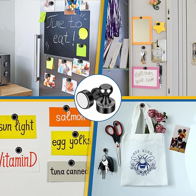 LOVIMAG Fridge Magnets 28Pcs Refrigerator Whiteboard Small Strong Magnet Classroom Kitchen Accessories Decorative Locker Set Decor Must Haves Office Calendar Refrigerador Magnetic Cute Crafts Black