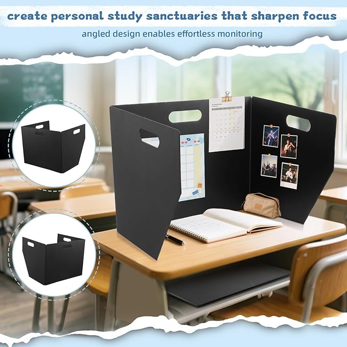 24-Pack Plastic Desk Dividers for Students, Privacy Folders for Students - Durable & Easy-to-Clean Privacy Panels with 40 Labels & Light Holes, Testing Dividers for Classroom - Classroom Must-Haves