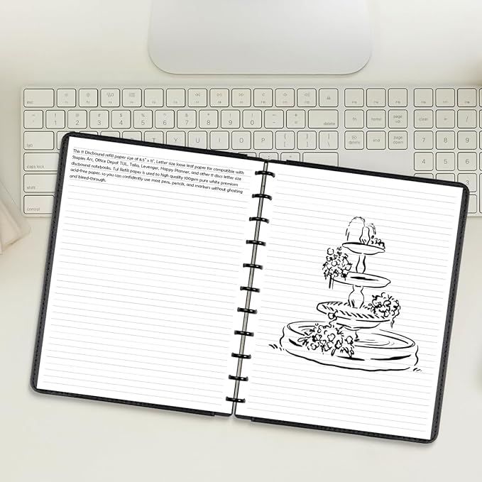 (3-Pack) Letter Size Discbound Refill Paper, 11 Disc Paper Refill for Note-Taking System Discbound Planner, 300Sheets / 600Pages Discbound Paper, 100gsm, White, 8.5'' x 11''