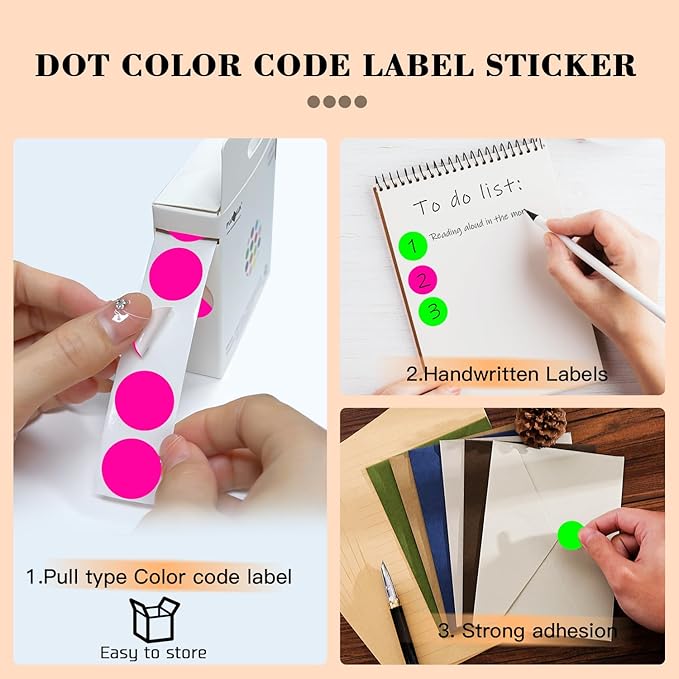 PARLAIM 2 Rolls 2000PCS 3/4" Round Circle Color-Code Dot Stickers,2 Color Style Colorful Coding Label Sticker for Home Office Classroom (Fluorescent Green+Fluorescent Pink)