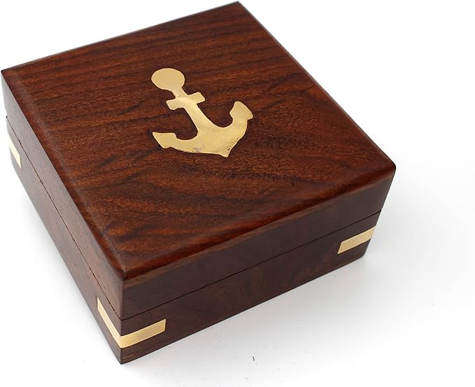 US HANDICRAFTS Brass Compass with Wooden Case | Engraved Compass from Mom to Son | Graduation Gift, Birthday, Inspirational Travel Keepsake