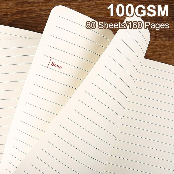 TSFPapier Lined Journal Notebook for Work College Ruled Note Book 7.2"x9.6" B5 PU Leather Daily Journaling 160 Pages for Women Men Writing Home School Supplies Business (Khaki/Green)