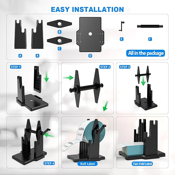 Vazioyar Label Holder for Rolls and Fan-Fold Labels，Compatible with Manual Recycling of Label Rolls(Large Holder)