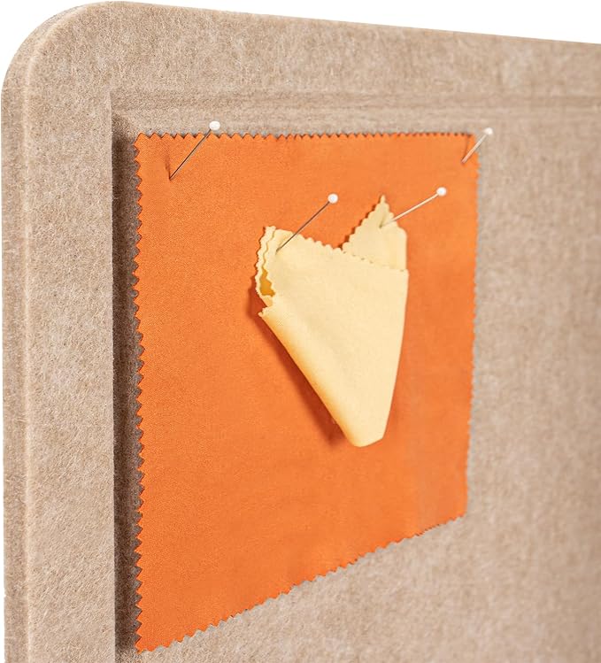 Large Bulletin Board - 72 x 48 Inches, Decorative Felt Pin Board for Wall - 6' x 4' Foldable Photo Display Board with Self-Adhesive Tape, Includes 20 Push Pins - Beige Brown