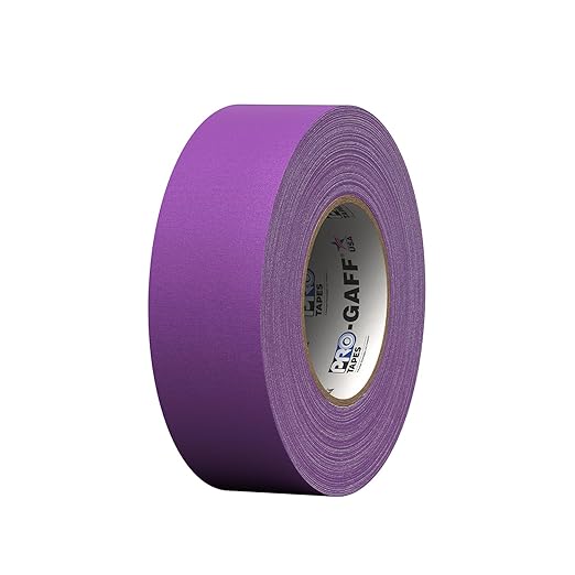 ProTapes Pro Gaff Premium Matte Cloth Gaffer's Tape With Rubber Adhesive, 11 mils Thick, 55 yds Length, 2" Width, Purple (Pack of 1)