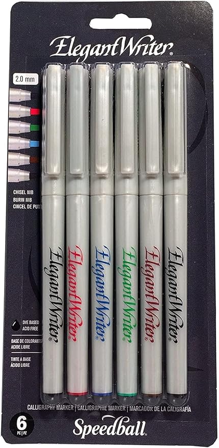 Speedball 2881 Elegant Writer 6 Fine Calligraphy Markers Set, Assorted Colors