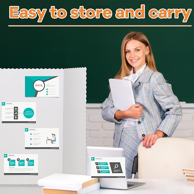 Ctosree 18 Pcs 48 * 36inch Tri Fold Poster Board Bulk, Science Fair Project Display Paperboard, Single Wall, Lightweight Presentation Board (White)