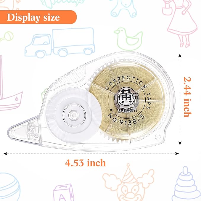 Zonon 4 Pieces Correction Tape Cream Color Beige Corrective Tape Eraser 100 Feet Long for School Office Supplies Crafting, Note Taking, Journal, Case Color May Vary