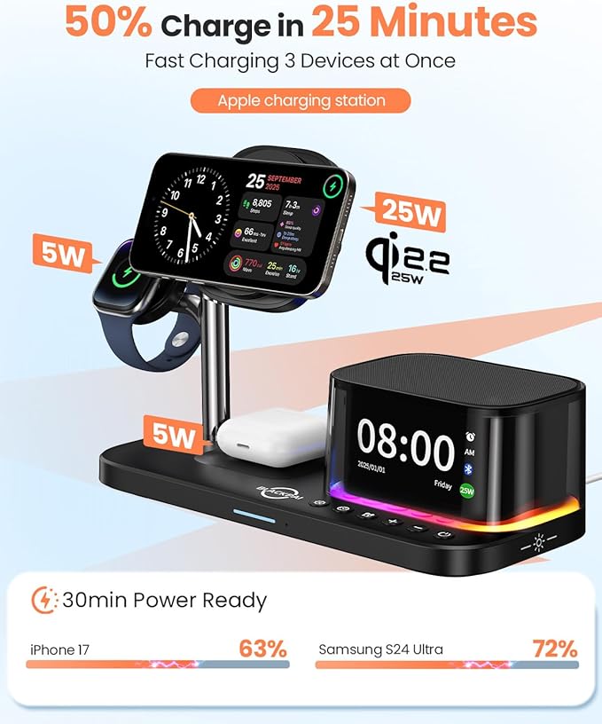 BLACKPAI 6-in-1 Wireless Charging Station for Multiple Apple Devices (Orange)
