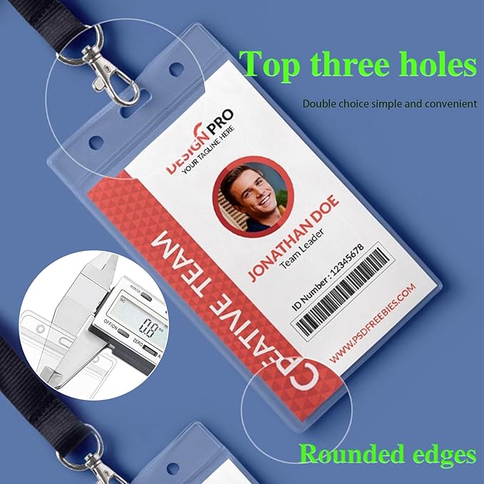 300 Pack Name ID Badge Holder,Plastic Badge Holder for Lanyard, Vertical Extra Thick 3.9" x 2.7" Waterproof Name tag Holder for School/Office/Hospital/Exhibition/Party/Badge Swipe Cards or Credit Card