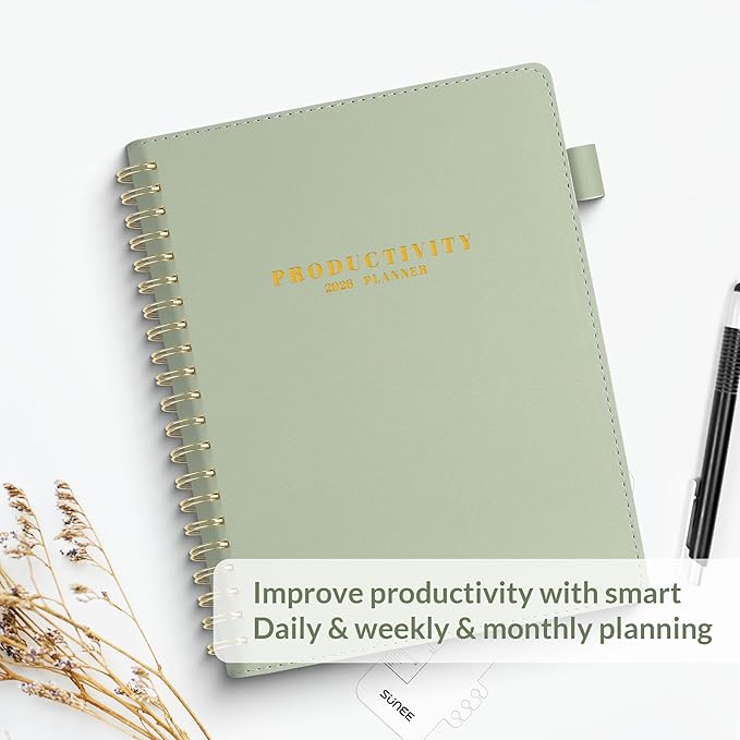 SUNEE 2026 Planner 8.5" x 11" – Dated Productivity Planner for Time Management - Daily,Weekly & Monthly Planner to Achieve Goals - Planner 2026 dated from January 2026 – December 2026,Grey Green