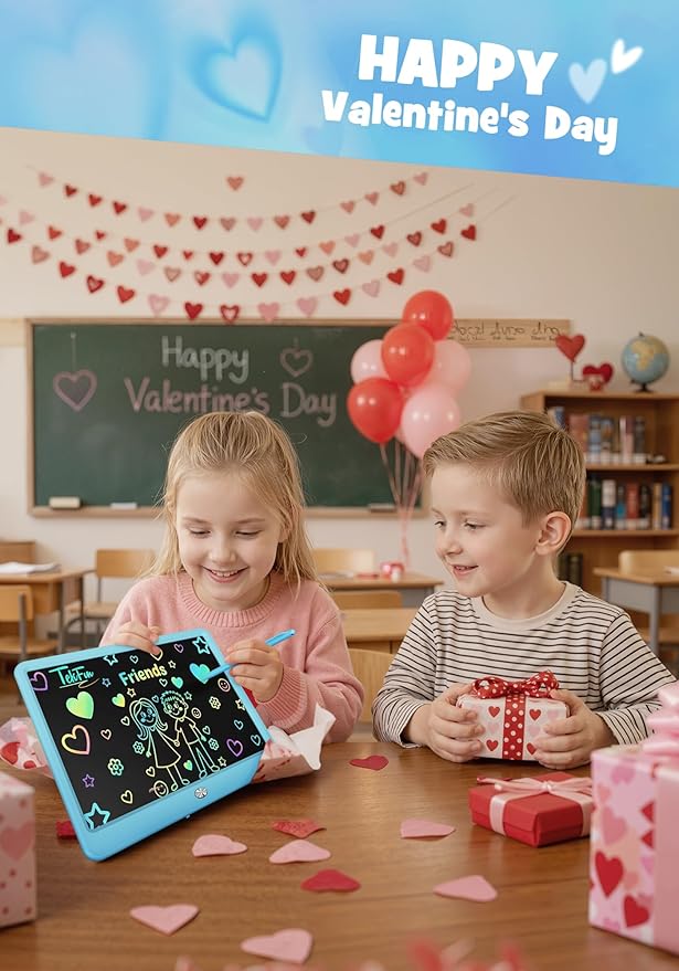 TEKFUN LCD Writing Tablet for Kids Boys Toys, 12 Inch Erasable Doodle Board Colorful Doodle Pad, Mess Free Coloring Board Games Toys Gifts for Toddlers Boys Adults (Blue)