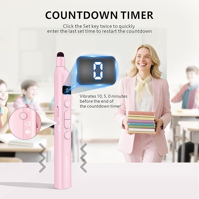 Norwii N21 Bluetooth Presentation Clicker with Telescopic Teaching Pointer, Presentation Remote with Retractable Stick for PowerPiont, Wireless Presenter, Slide Advancer - Pink