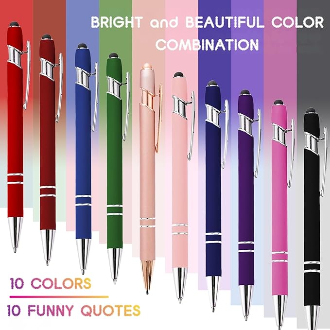 CRME 10pcs Funny Nurse Pens Set Inspirational Quotes Girly Pens Therapist Office Must Haves Nice Pen Body has A Rubber Coating Comfortable to Hold Nurse Gifts for Women Best Inspirational Gifts