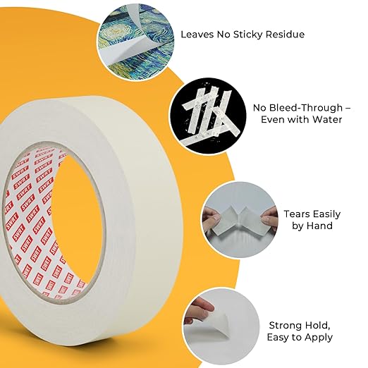 SWRT Masking Tape 1 Inch x 55 Yards x 12 Rolls, Bulk Adhesive Painting Tape for General Purpose Use, Crafts & Home Projects (660 Yards Total)