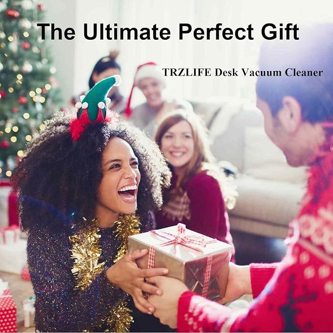 TRZLIFE Desk Vacuum Cleaner, Rechargeable and Durable Mini Desktop Vacuum with Bonus Accessories Desk Cleaner Sucks Tiny Items and Crumbs from Desktop Drawer Countertop Ideal as a Valentine's Day gift
