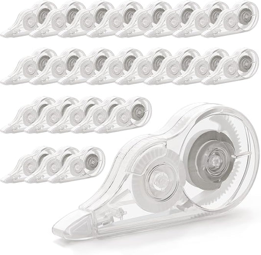 JEFURE 24 Pcs Transparent Correction Tape, 236 Inch Tear-Resistant Bulk for School, Office, Note Taking, Journal (Tape Width 0.2 In)