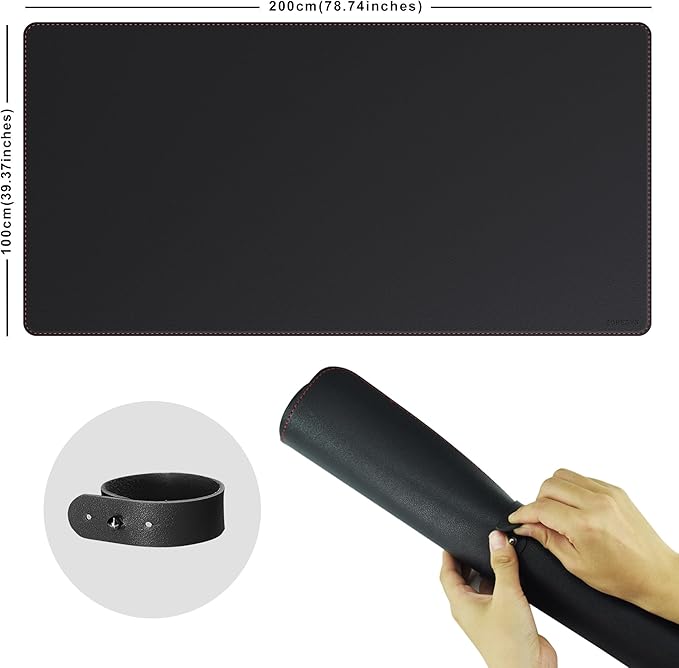 ZORESYN Office Desk Mat 78.7x39.4inch, Large Mouse pad Desktop Cover, Waterproof PU Leather Desk Blotter Protector with Non Slip Base for Home Office (Black)